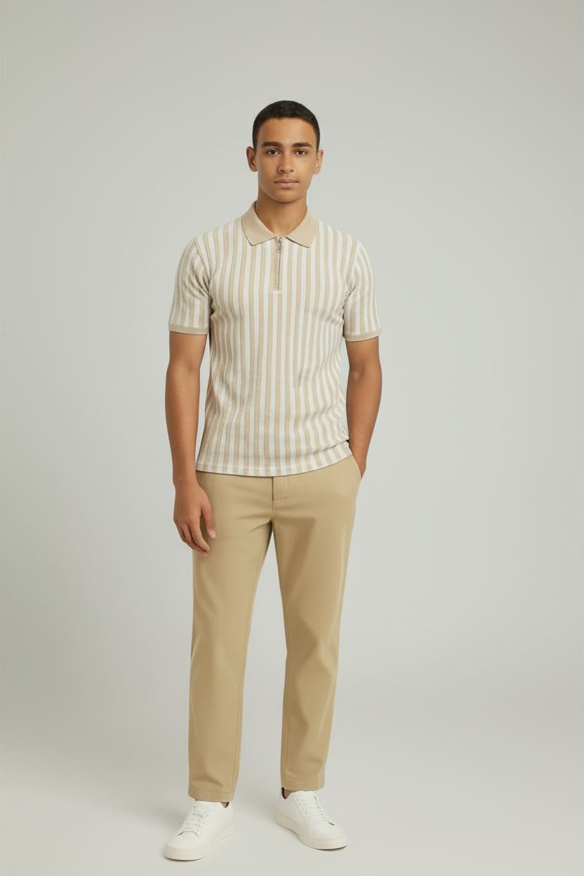 Men’s Striped Polo Collar T-Shirt