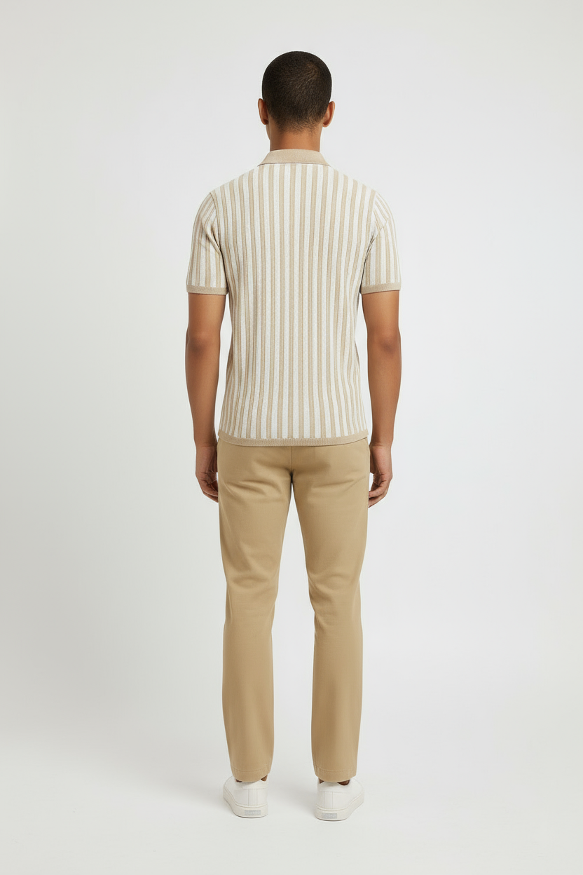 Men’s Striped Polo Collar T-Shirt