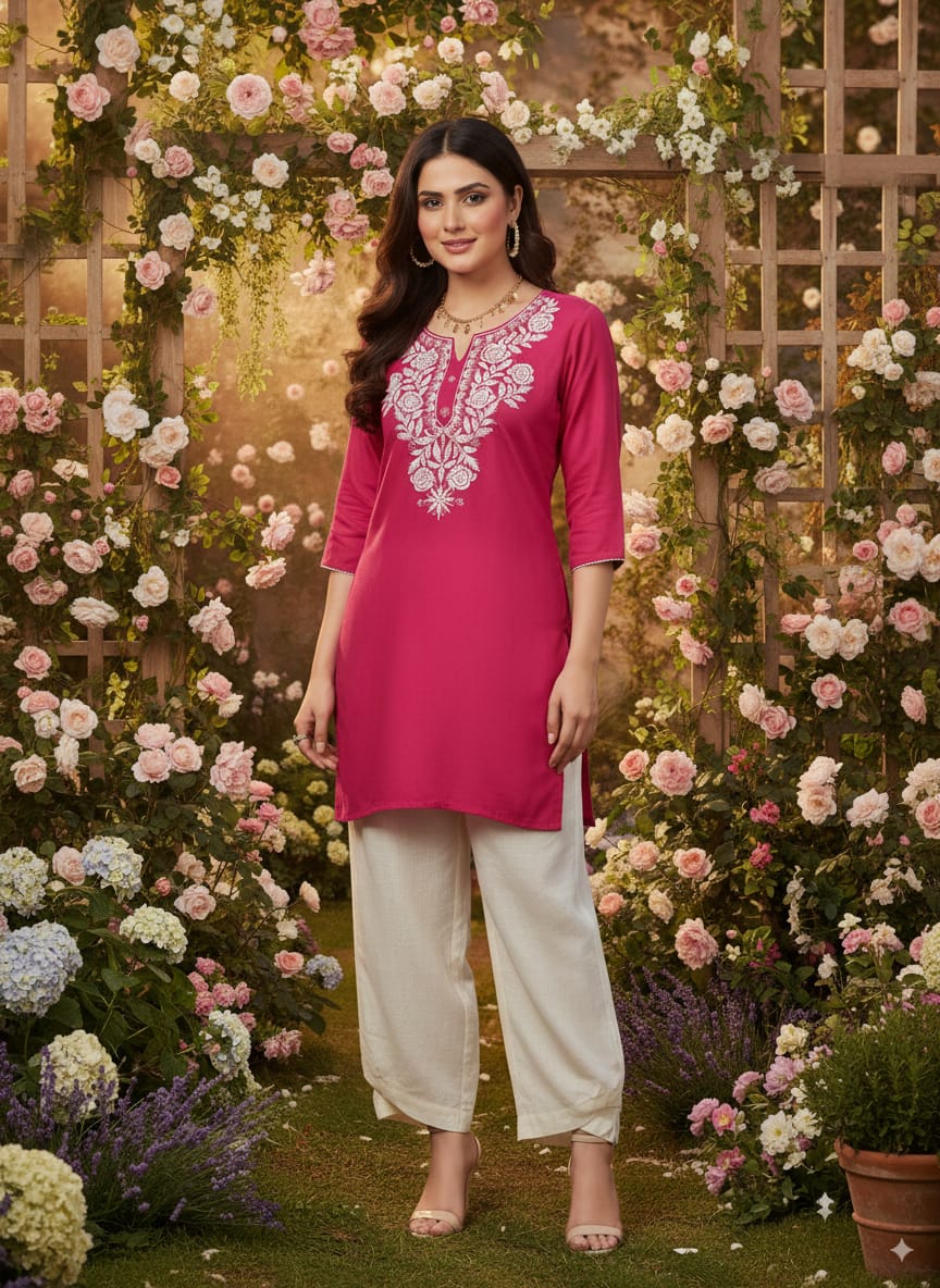 short rayon kurti for women