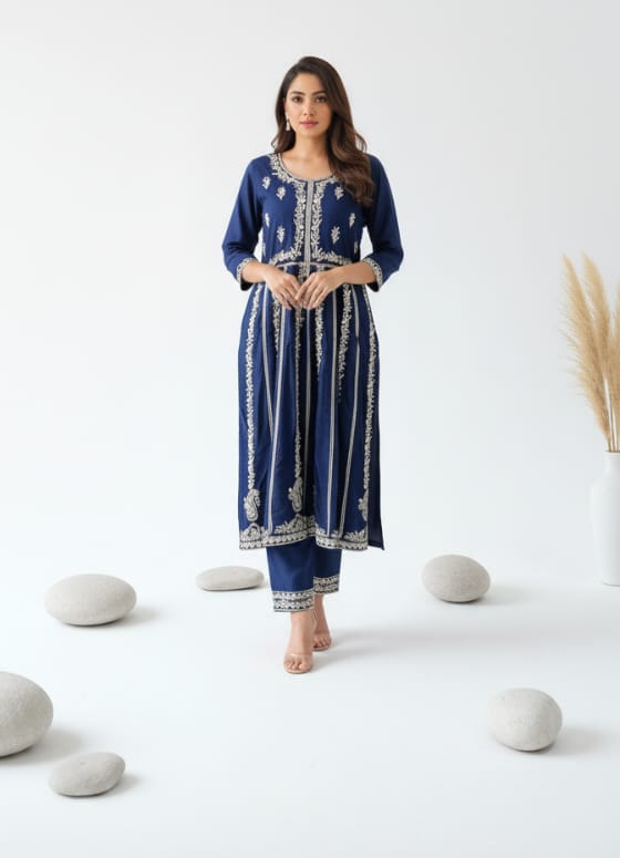 chikankari rayon kurti for women