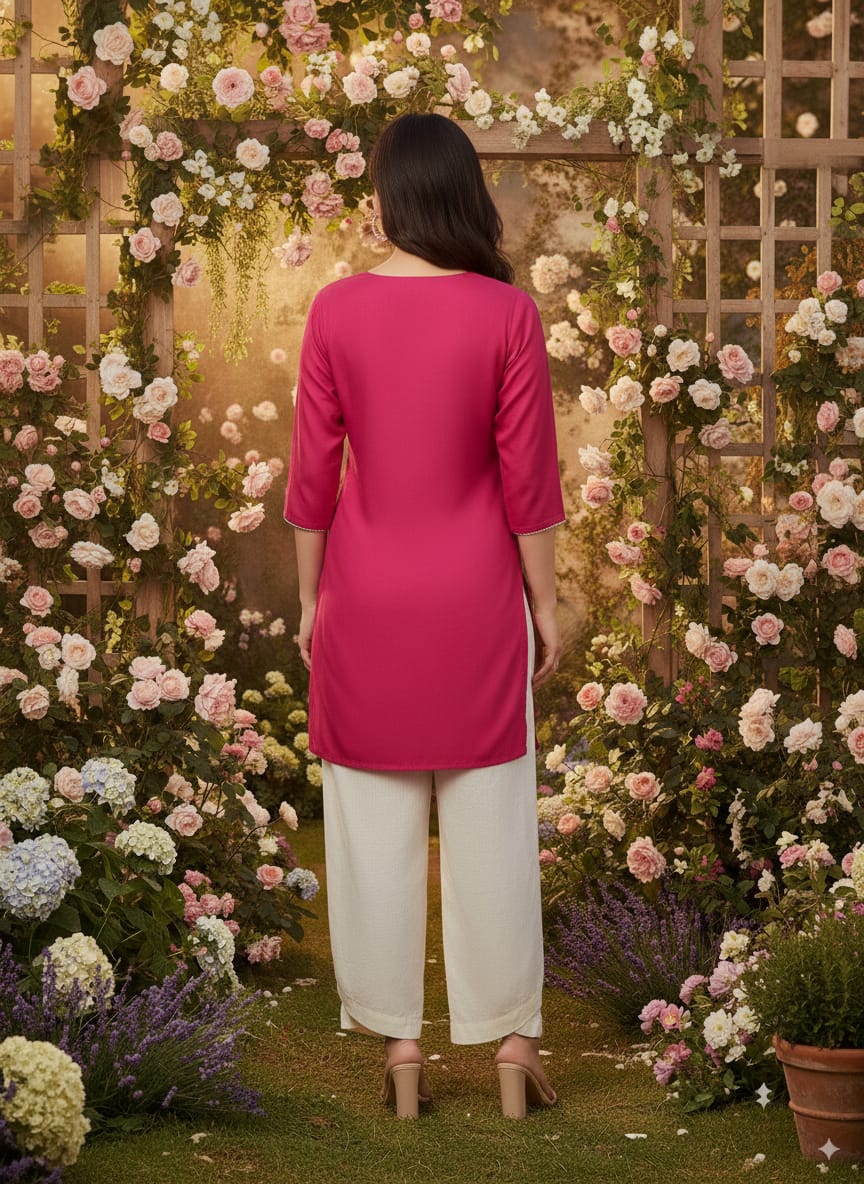 short rayon kurti for women